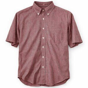 L.L.Bean Vintage 70s Red Gingham Plaid Button Down Shirt Hong Kong Size L